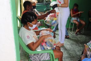 Distribution of relief packages to families of persons affected by Hansen’s disease in the São Francisco neighborhood of Juazeiro do Norte, a city in Ceará State, northeastern Brazil, as a part of MORHAN’s COVID-19 project on January 10, 2020, funded by the Sasakawa Leprosy (Hansen’s Disease) Initiative.